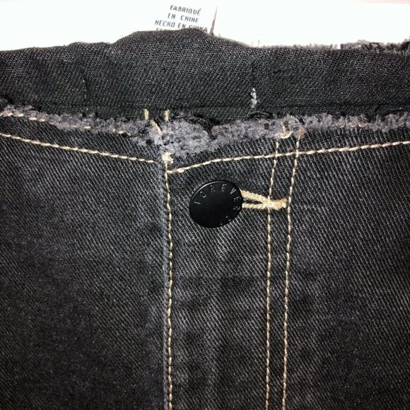 Forever 21 Womens Small Black Denim Jean Straight Cut Off Raw Hem Short Skirt - Picture 4 of 7